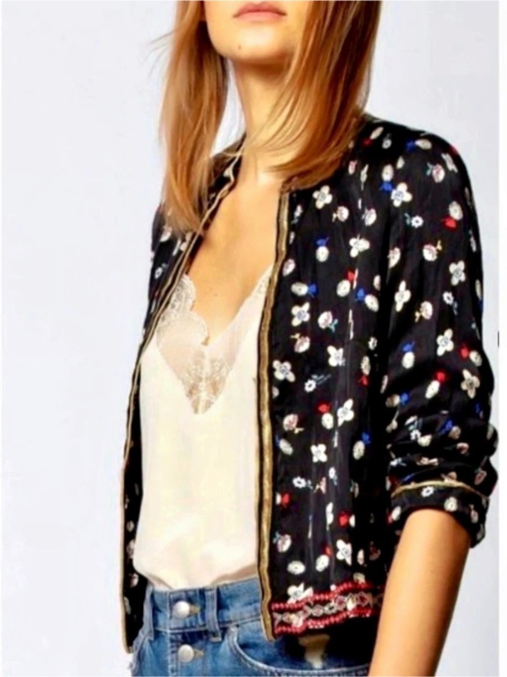 Zadig & Voltaire Vendrix Floral Print Open Front Jacket Blazer. Size 36